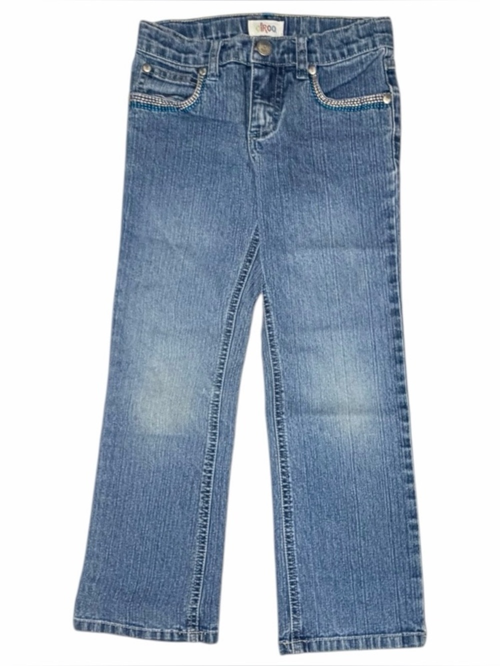 Circo Girls Size 5 Blue Bootcut Jeans Rhinestone Y2K Adjustable Waist